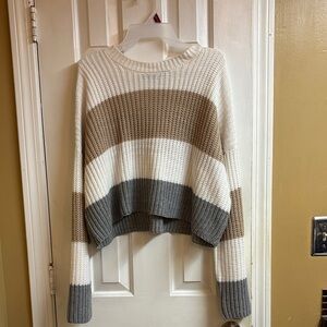 moon & madison Colorblock Sweater - Cream, Brown, Gray